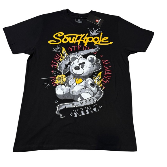 Southpole TeddyBear Black Graphic T-Shirt - Picture 1 of 3